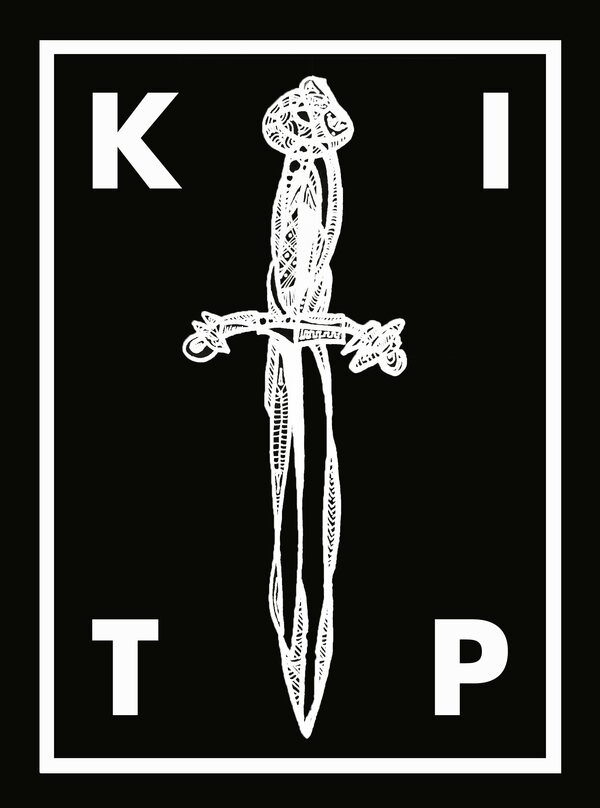 T-shirt artwork for Killer in the Palace: an ornate dagger pointing downward, framed by the letters K, I, T and P.